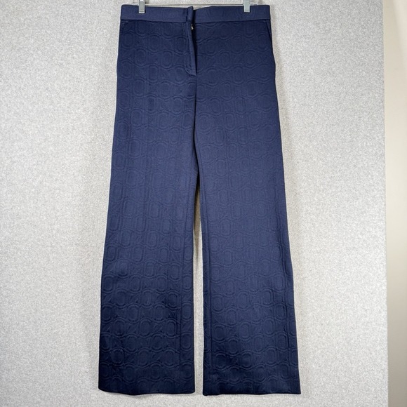 Marni pants womens 40 US 32" navy blue wide leg inlay trousers - Picture 2 of 14